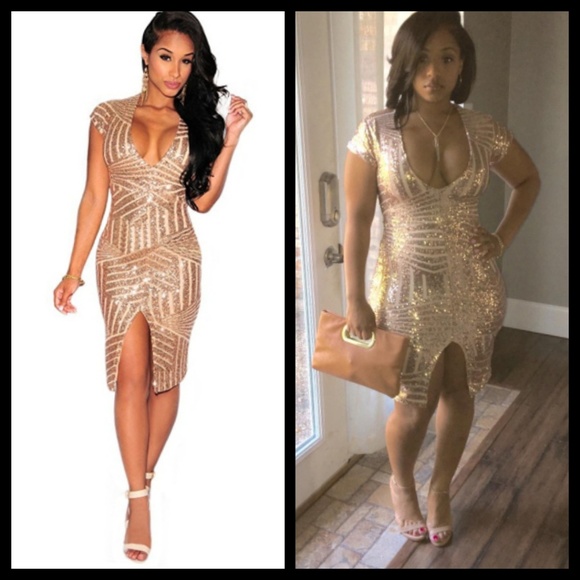 midi rose gold dress